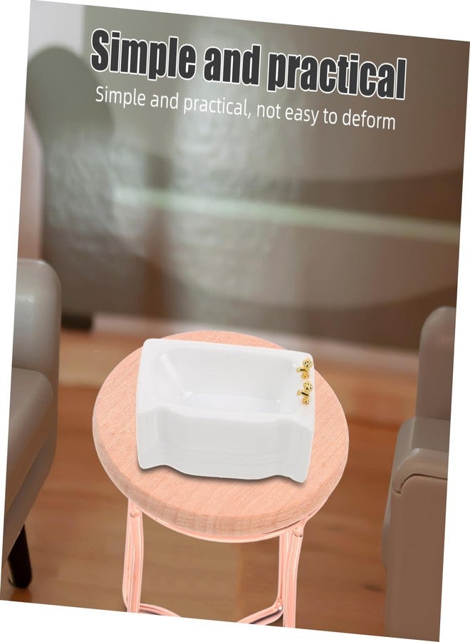 BCOATH Dollhouse Bathroom Bathtub: 1:12 Dollhouse Bathroom Furniture Accessories Miniature Porcelain Mini Bathtub Figurine - Image 4